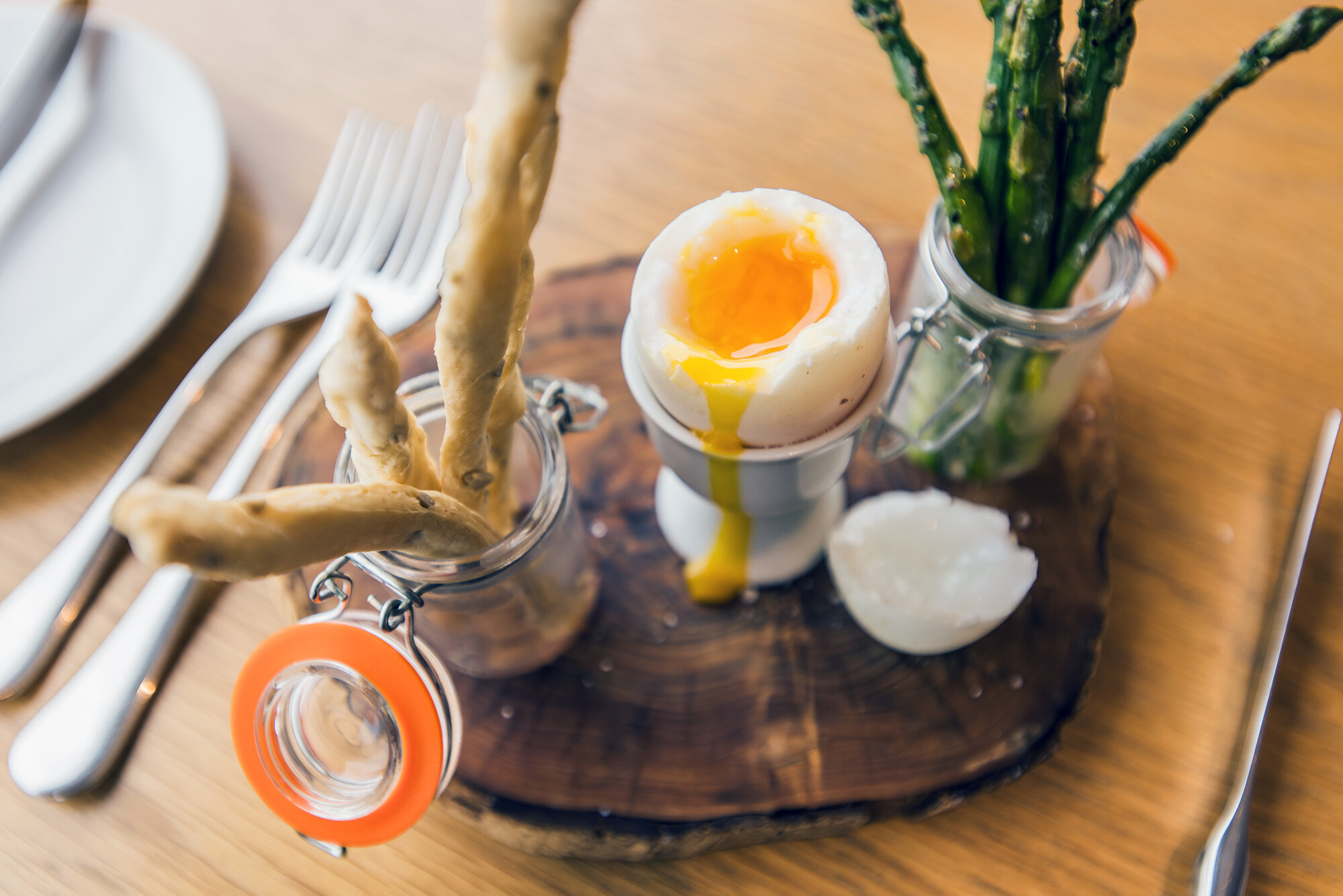 Guest Recipe Dippy Duck Egg with Asparagus Spears, Sunflower Seed