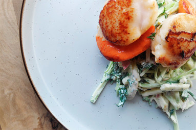 Guest Recipe : Scallops with Apple & Broccoli Remoulade